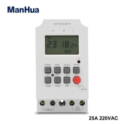 ManHua MT316S-Y 220VAC 25A Din Rail Programmable Timer with LCD Daily/Monthly Timer/Yearly Digital Time Switch