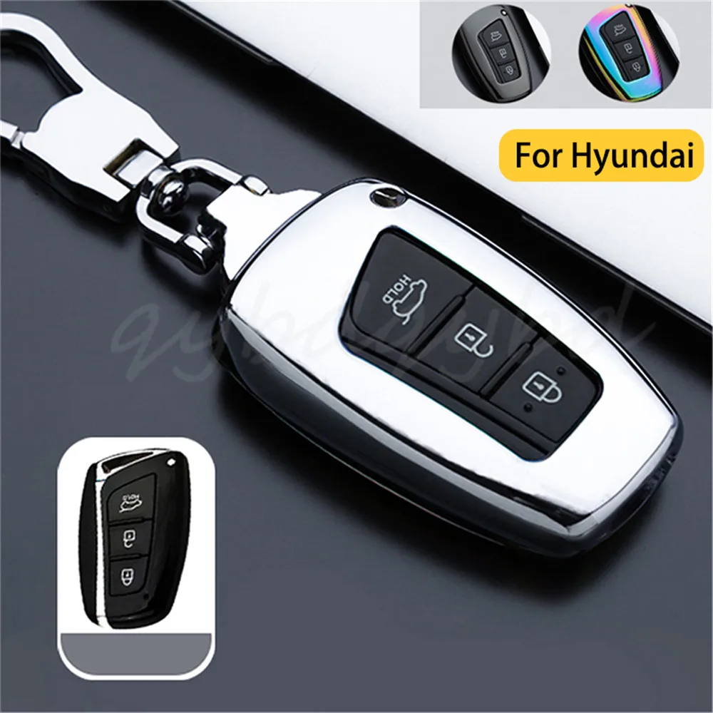 Metal+TPU Remote Start Car Key Case cover Fob Shell Skin Holder Protector For Hyundai Santa Fe IX45 Equus Accessories Styling