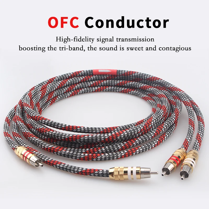 Xangsane Lava Đỏ Hifi Cáp Rca Âm Thanh Tín Hiệu 4NOFC Bạc Cáp Audio Đực 2RCA Để 2RCA Khuếch Đại Bộ Giải Mã