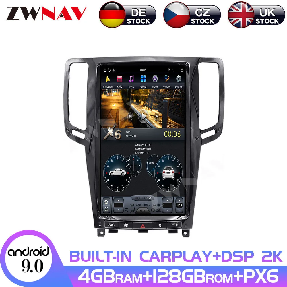 Android 9 128GB IPS Screen PX6 Tesla For Infiniti G25/G37 2007 2008 2009 - 2013  DSP Car DVD GPS Multimedia Player Radio Audio