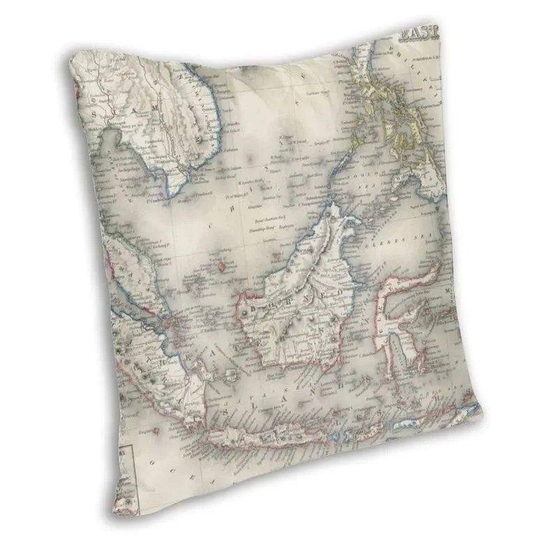 Soft Vintage Map Of Indonesia And The Philippines Throw Pillow Case Home Decor Ancient Historical Cushion Cover for Living Room