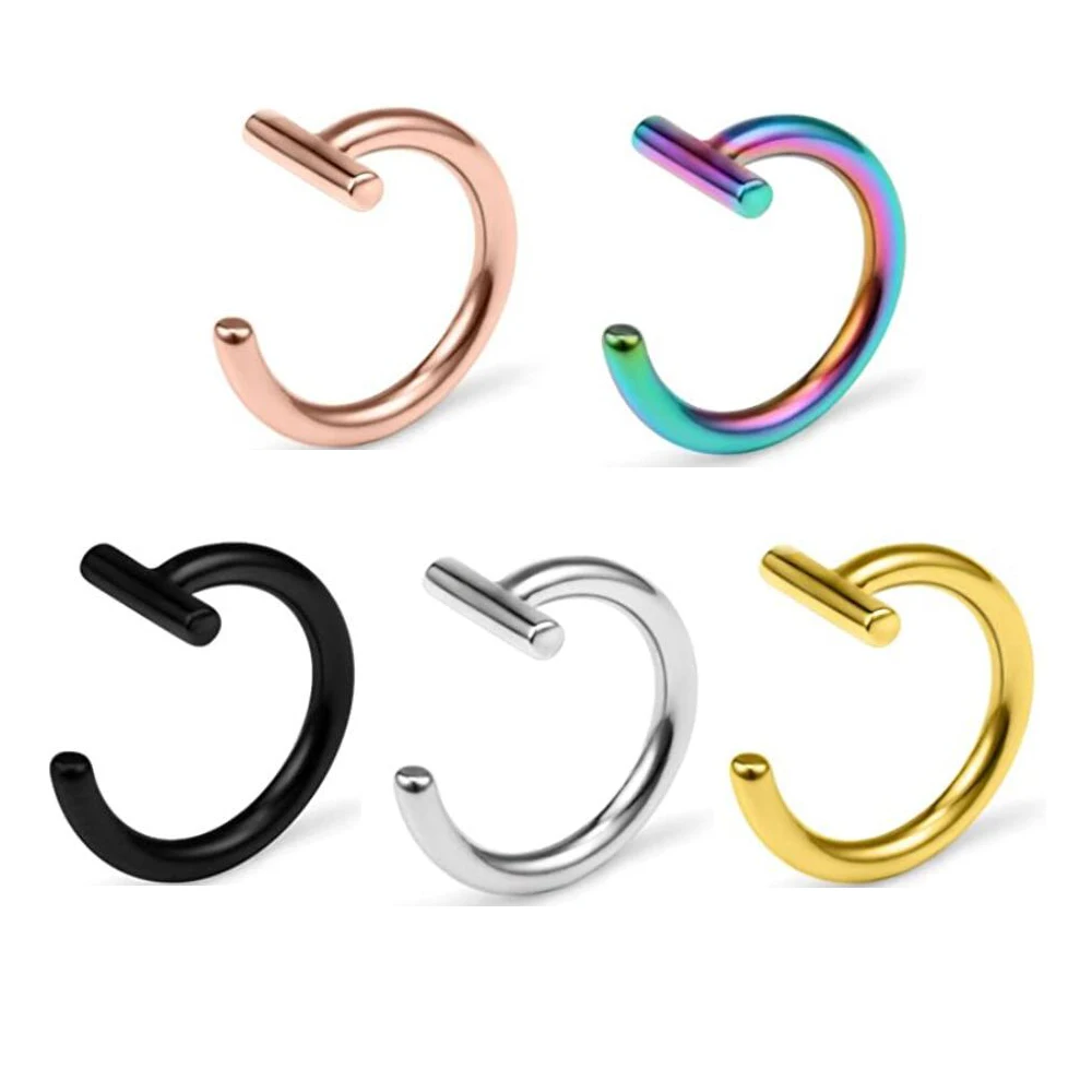 Wholesale Trendy Fake Nose Ring Septum Piercing Lip Rings Gold Stud Stainless Steel Nostril Piercing Body Jewelry for Women Girl