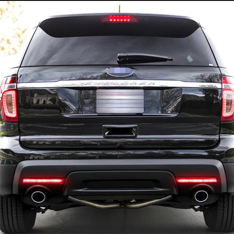 Gtinthebox 2x Super Bright European Style LH RH Red LED Bumper Reflectors Rear Brake Tail Fog Lights For 2011-2015 Ford Explorer