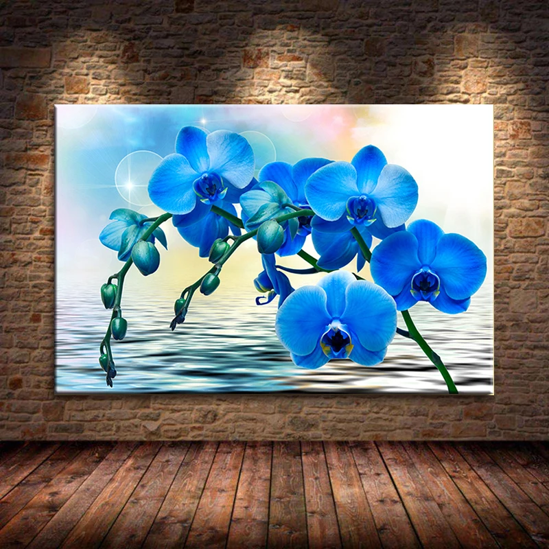 Blue Moth Orchid Poster for Home Decor Wall Art Canvas Paintings Living Room HD Quality Beautiful Flower Prints Bedroom Decor