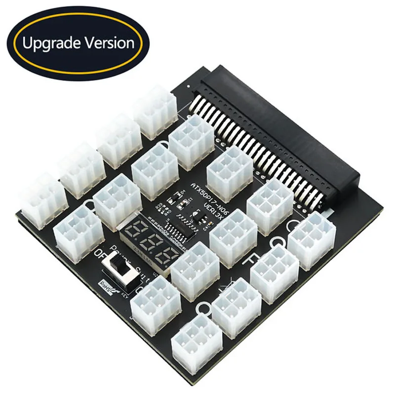 

Upgrade Version ATX 17x 6Pin Power Supply Breakout Board Adapter Converter 12V for Ethereum BTC Mining