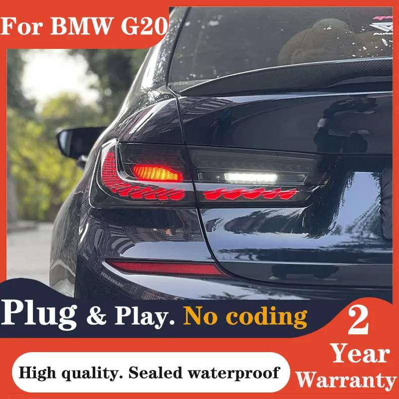 2pairs For BMW G20 Taillight 19-21 modified BMW 3 G20 double dragon scale M4 blackened LED dynamic turn signal Auto Accessories