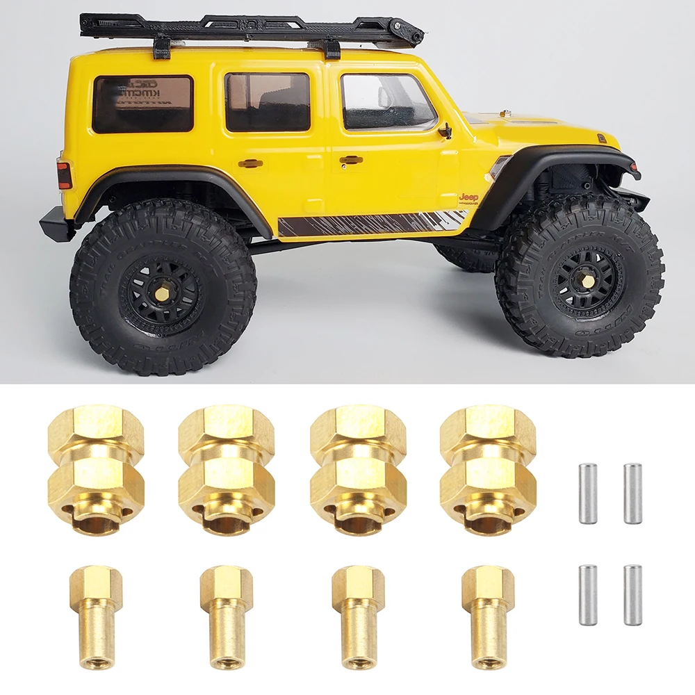 YEAHRUN 4PCS 4mm Widen Brass Wheel Hex Extended Adapter do 1/24 RC Crawler Car Axial SCX24 Gladiator Wrangler Upgrade Parts