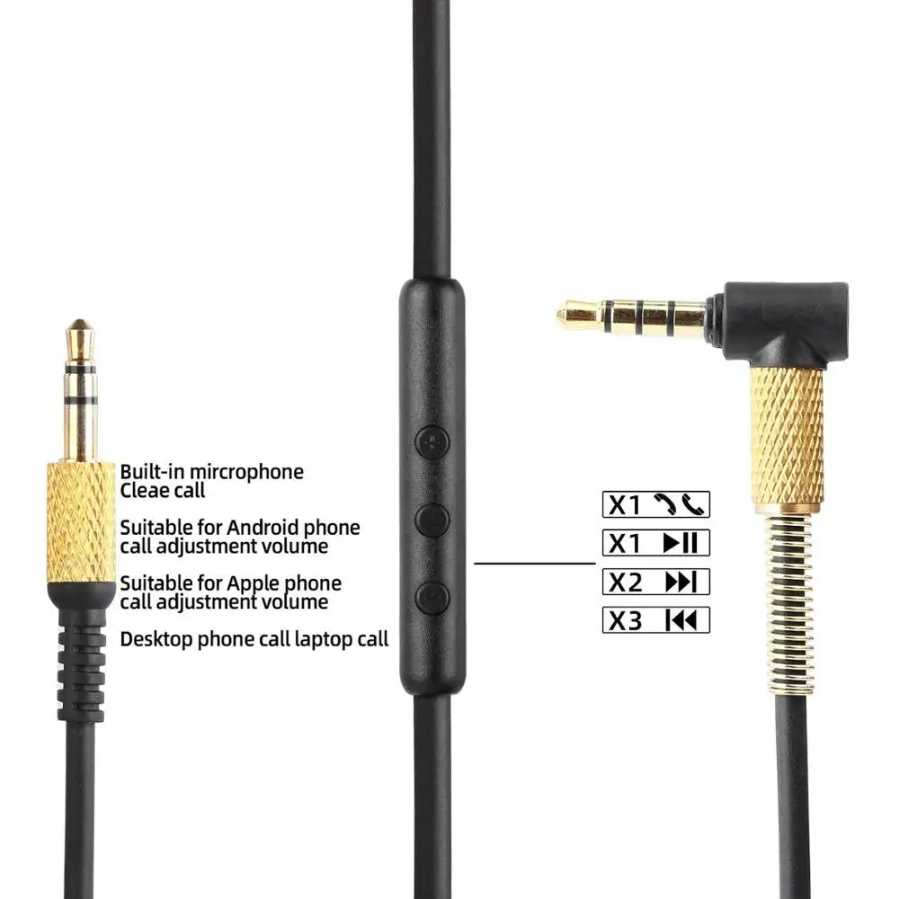 Spring Coiled Replacement Cable Extension Cord for Marshall Major Monitor Mid I 1 II 2 III 3 IV A.N.C Voice Bluetooth Headphones