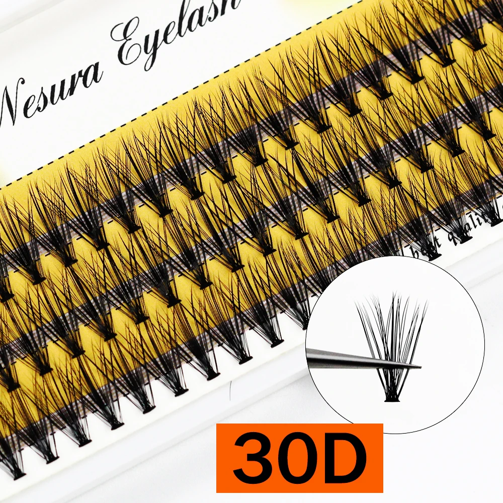 Grafting World 30D Fluffy and Deep Black Individual Eyelash Russia Cilia 60 Pcs Personal Make Up Eyelash Extension Clusters