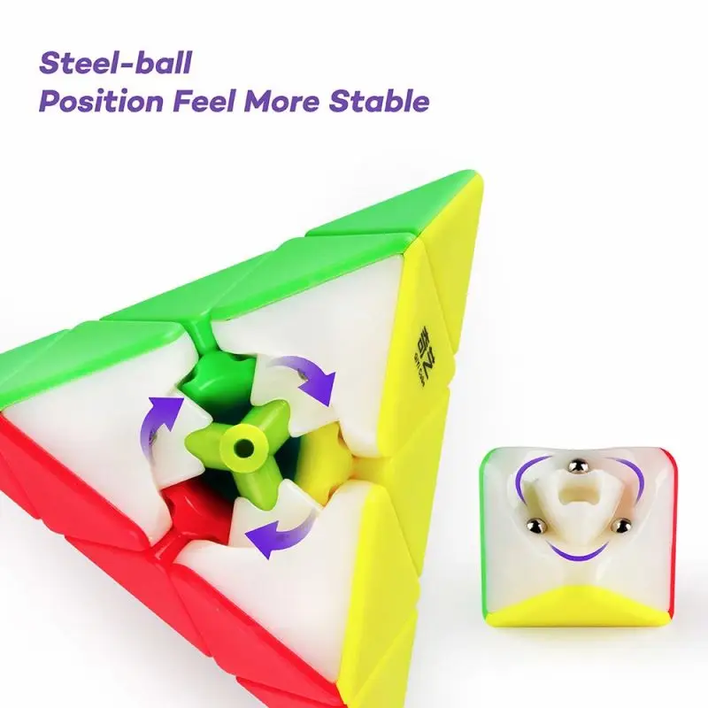 Qiyi Qiming Pyramid Stickerless Speed Cube Triangle Cube Puzzles Twisty Puzzle Magic Cube for Kids Intelligence Development