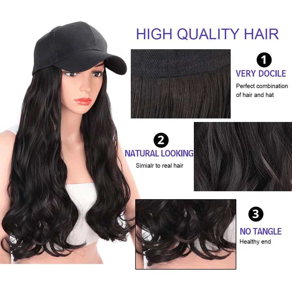 

Baseball Hat with Curly Wavy Long Hair Wigs Synthetic Hair Caps for Women Girls -MX8 Easy to Carry And Suitable For Gifts Summer