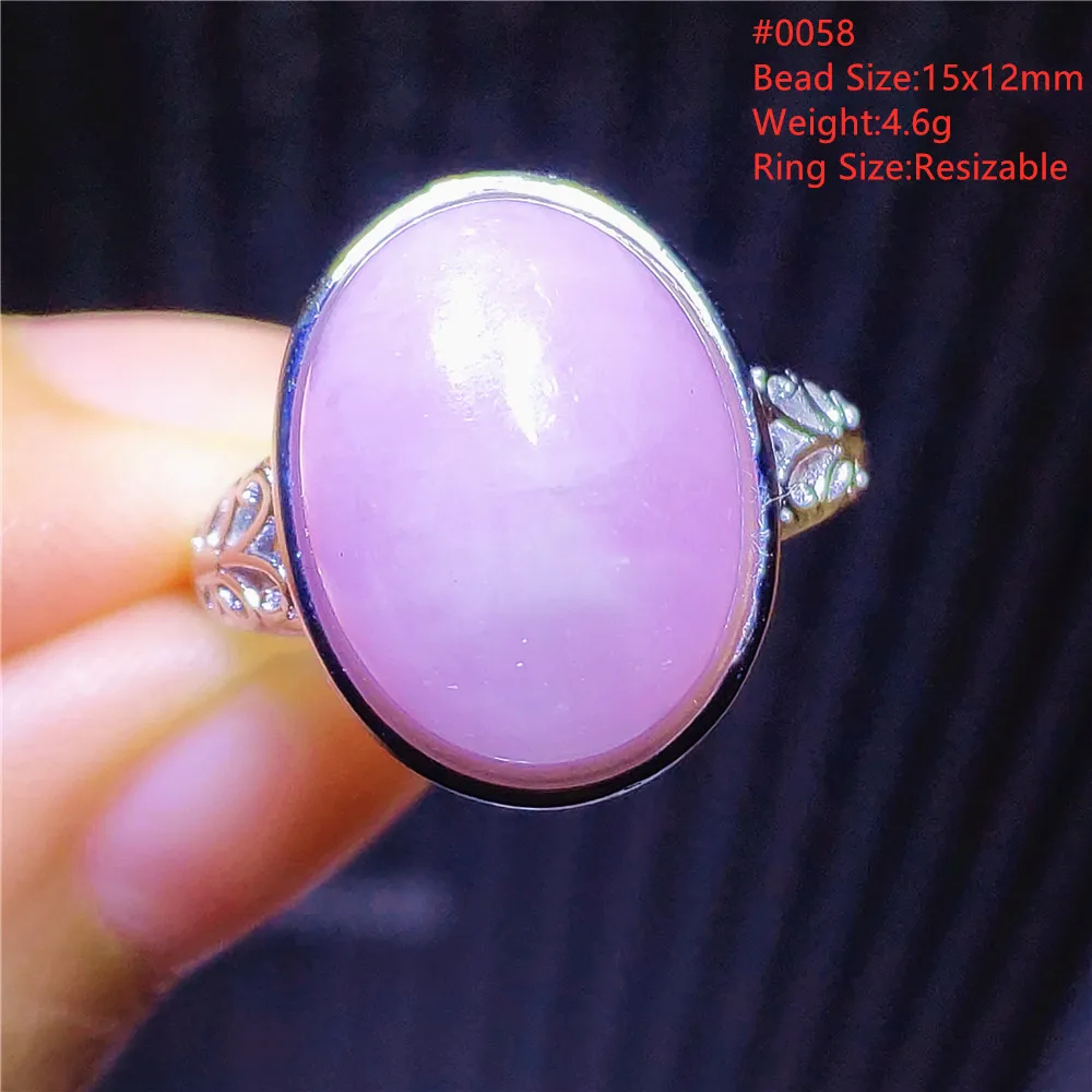 

Natural Purple Kunzite Adjustable Ring Rare Woman Gemstone Cat Eye Kunzite Oval 925 Sterling Silver Jewelry Ring AAAAA