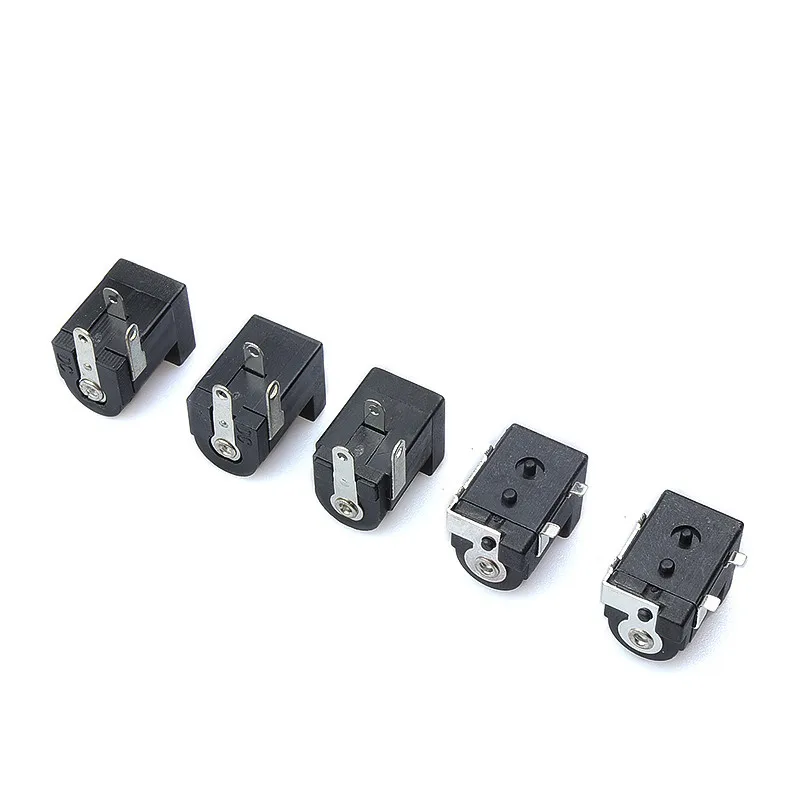 10PCS DC005 SMT DC Power Jack Socket Connector DC-050 4-pin SMD 5.5*2.1mm/2.5mm socket Round the needle Black