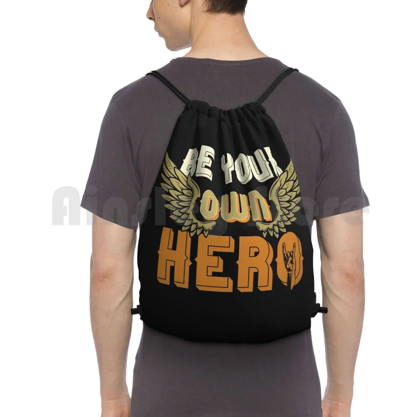 Be Your Own Here Backpack Drawstring Bag Riding Climbing Gym Bag Motivation Inspiration Be Your Own Hero Hero Superhero