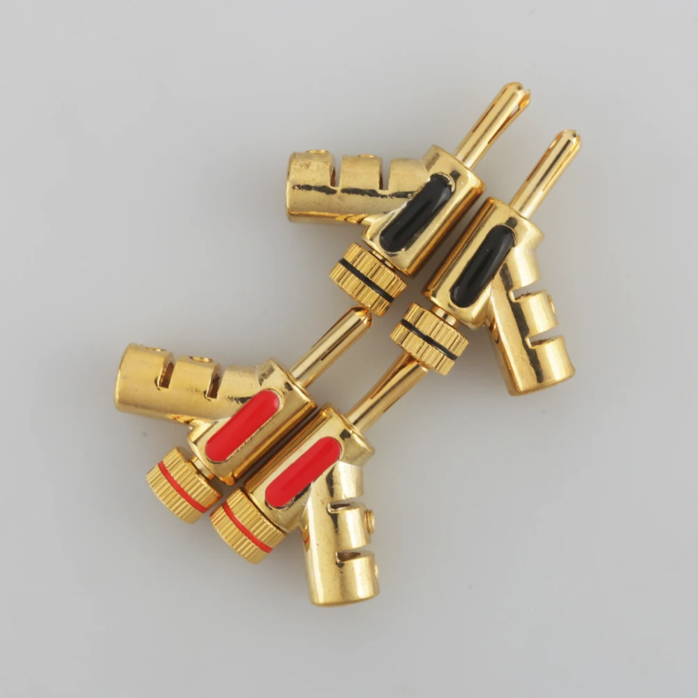 Высококачественный Hi-End позолоченный замок, 4 шт., кабель для динамика, штекер типа банан, 100% новый бренд