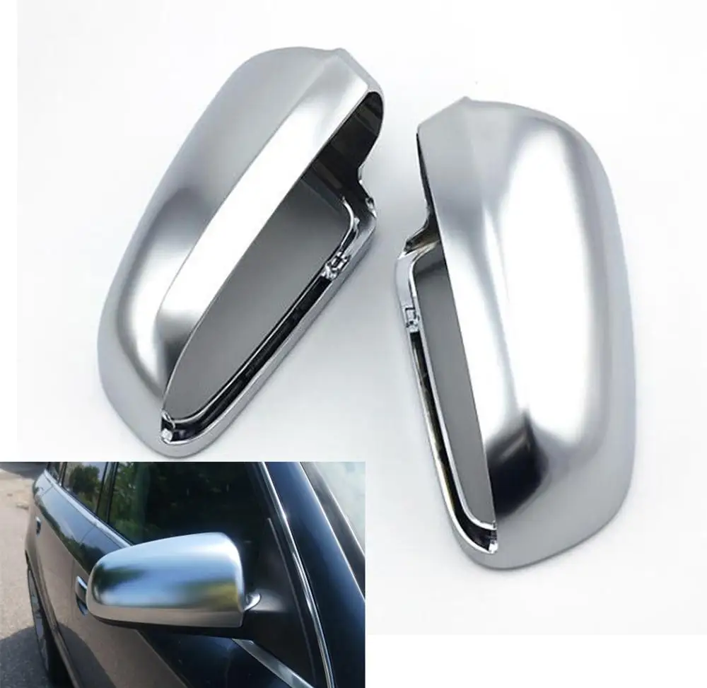 For Audi A4 B6 B7 A6 C6 Car Rearview Mirror Cover Side Wing Mirror Protect Frame Covers Trim Silver Matte Chrome Shell Cover