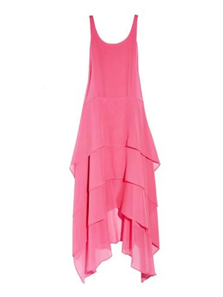 

2024 fashion Bohemia Asymmetric chiffon dress girl long dress,vestidos candy color dress roupas femininas