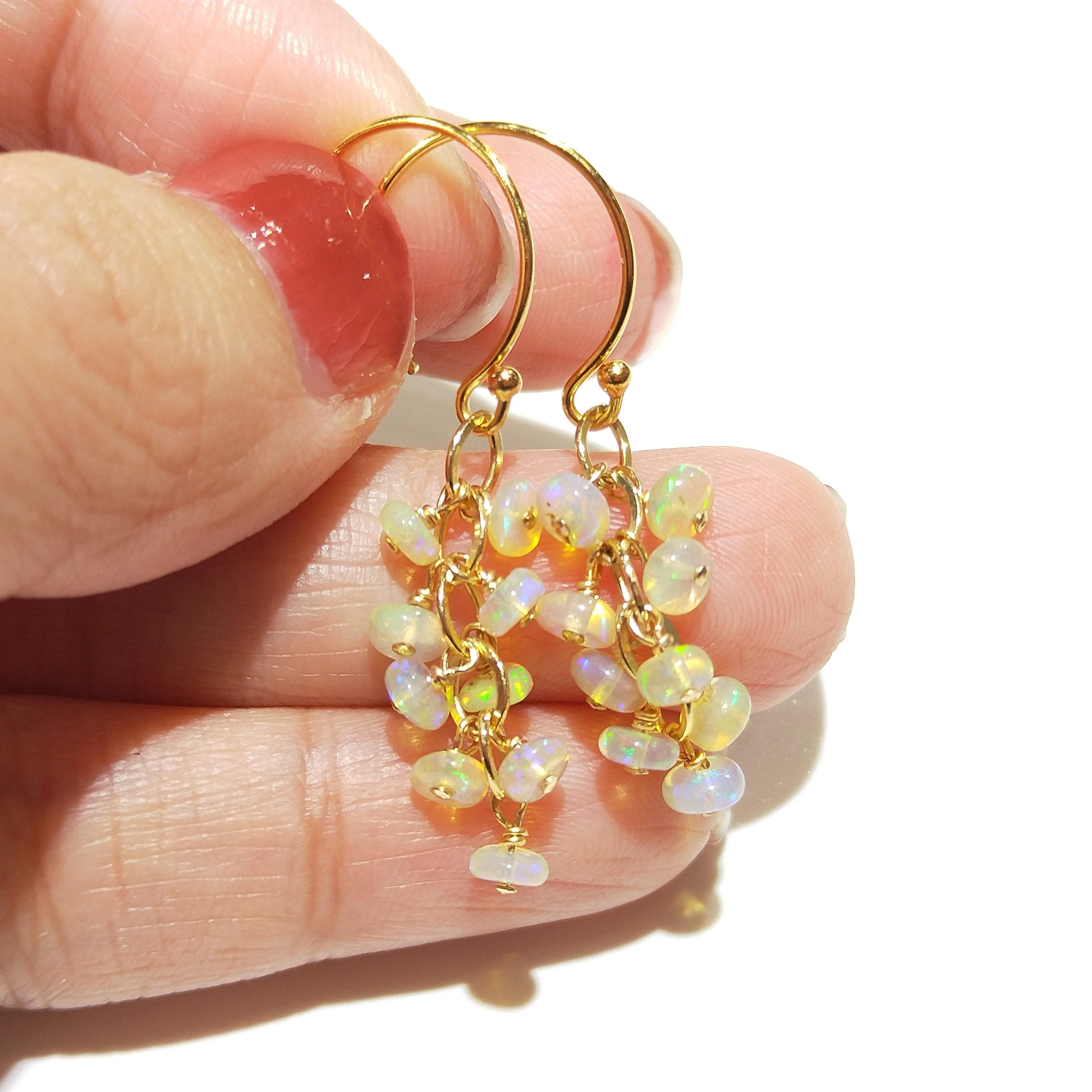 Lii Ji Natural Ethiopia Opal 14K Gold Filled Earrings Real Opal Gold Color Handmade Jewelry view 3