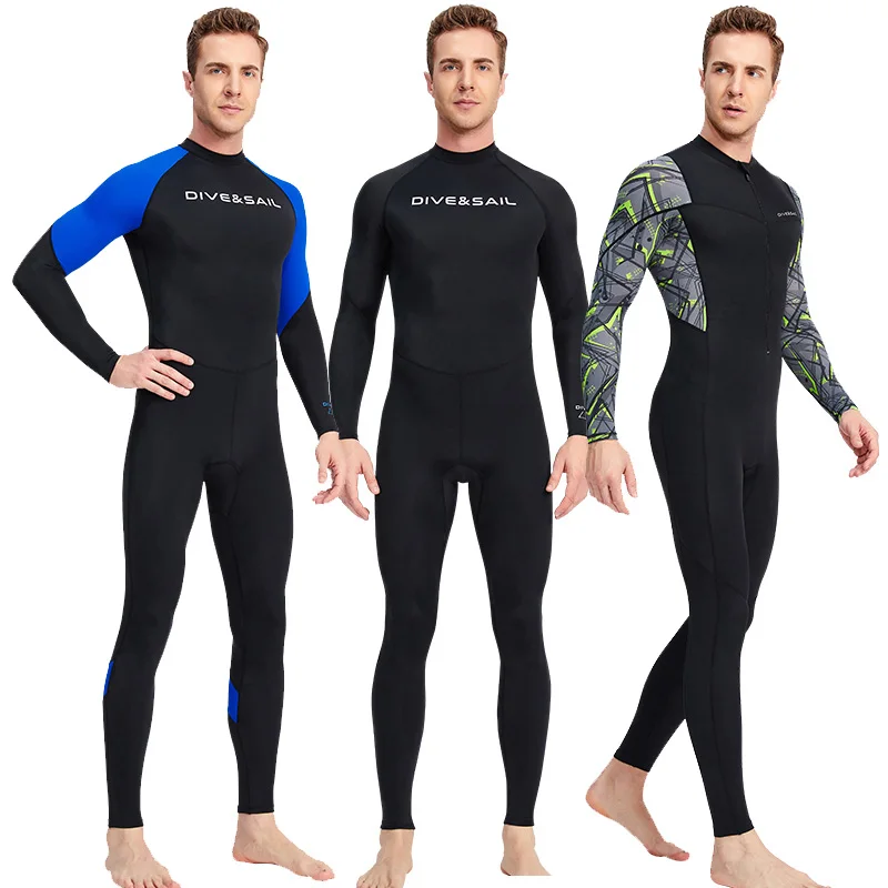 Maillot de bain une pièce à manches longues en Spandex, fermeture éclair avant pour plongée sous-marine, Protection UV