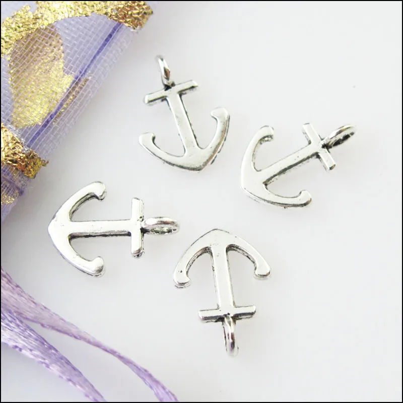 100 New Tiny Shipping Anchor Tibetan Silver Tone Charms Pendants 8x11mm