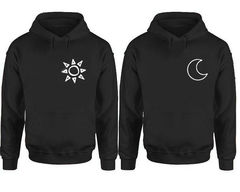 Couples Hoodies Womens Valentine Day Matching Sweatshirts 2020 Sweatshirt Moon and Sun Print Pullovers