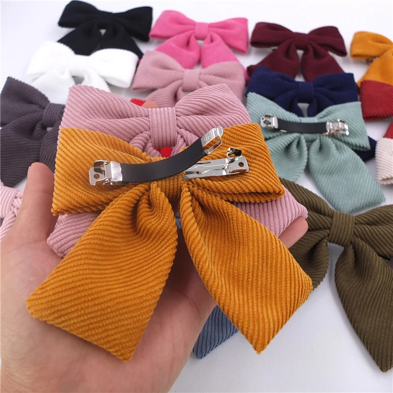 Lazo de pana de sarga para el pelo para niña y mujer, pasadores franceses, bandas para el pelo con lazo elástico, accesorios de Clips de primavera,