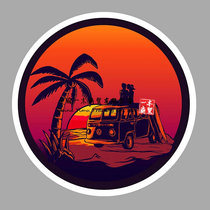 Sticker Surf Surfing Sport Vintage Vague Combi 4x4 Autocollant Motorrad Decals