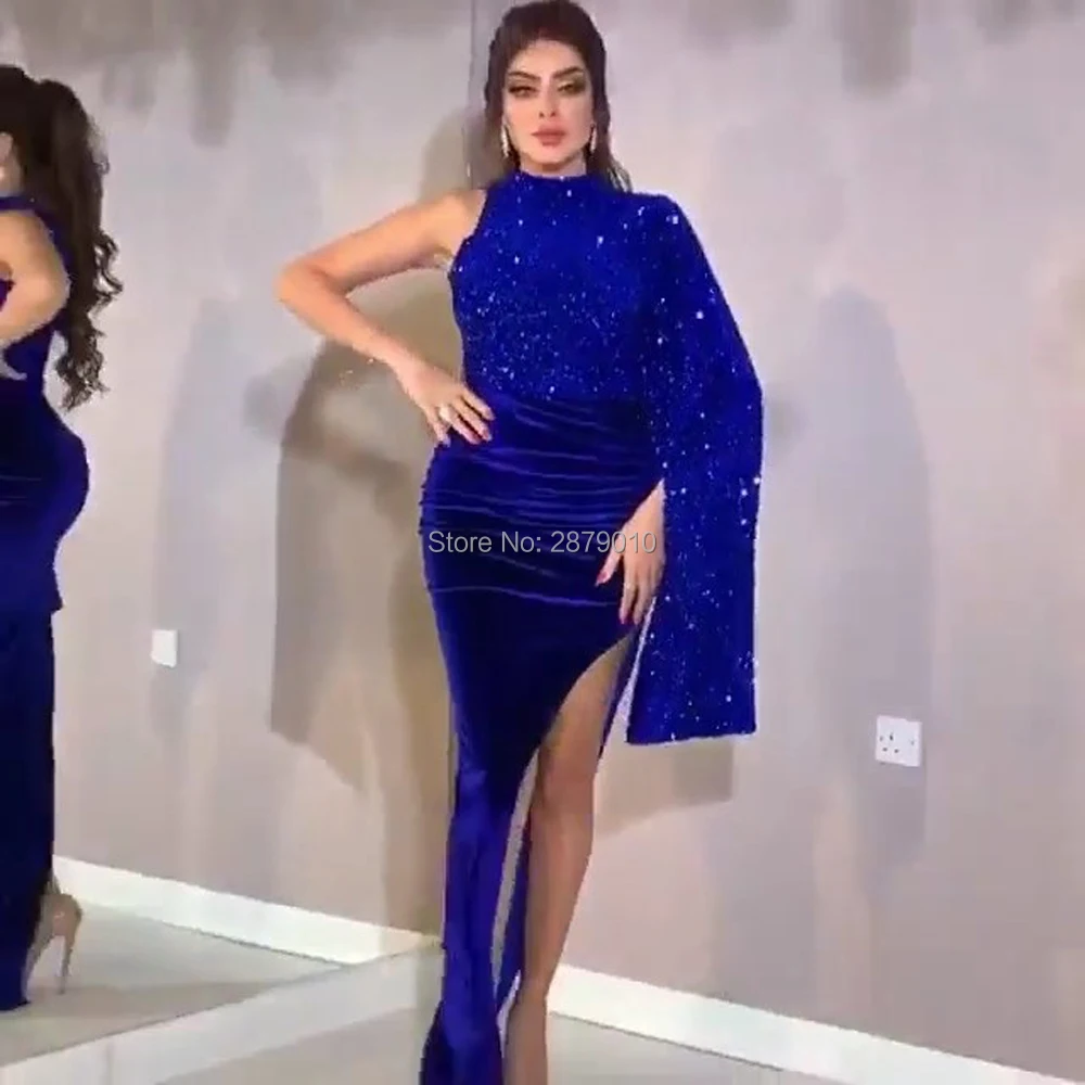 Elegant Royal Blue Mermaid Evening Dress One Shoulder Floor-Length Prom Dress Formal Dress Saudi Arabia Robe De Soiree Aibye