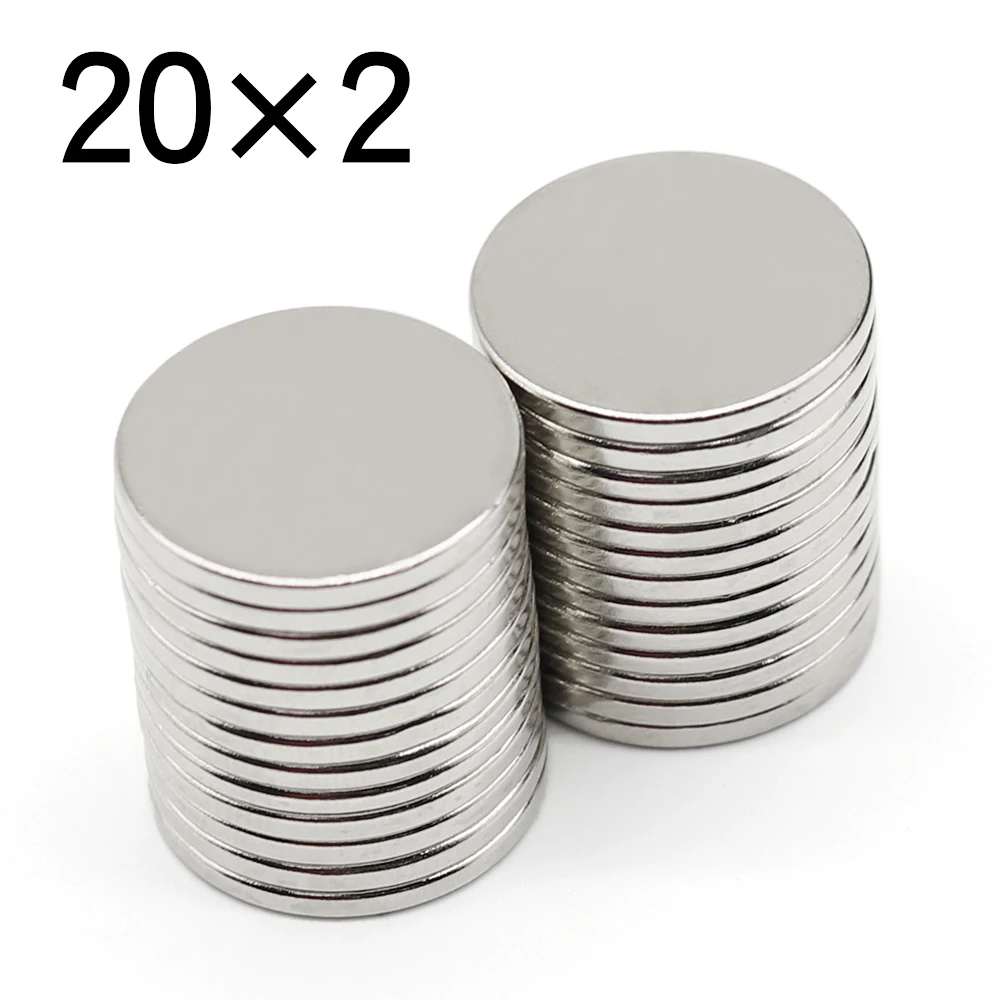 

5/10/20/50 Pcs 20x2 Round NdFeB Neodymium Magnet N35 Super Powerful Small imanes Permanent Magnetic Disc 20*2