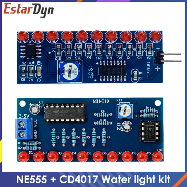 Zestawy inteligentnej elektroniki NE555 + CD4017 Światło płynące woda Moduł LED Zestaw do samodzielnego montażu Naucz się zasad elektroniki, laboratorium dla dzieci