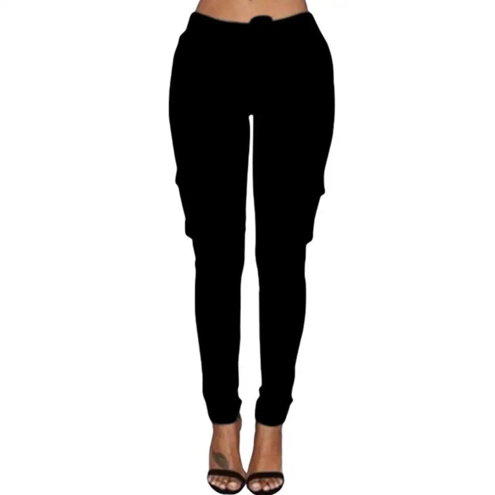 plus size woman high waist pants Solid Skinny Cargo Pants Pockets Drawstring Joggers Trousers Summer Leggings Casual Pencil Pant