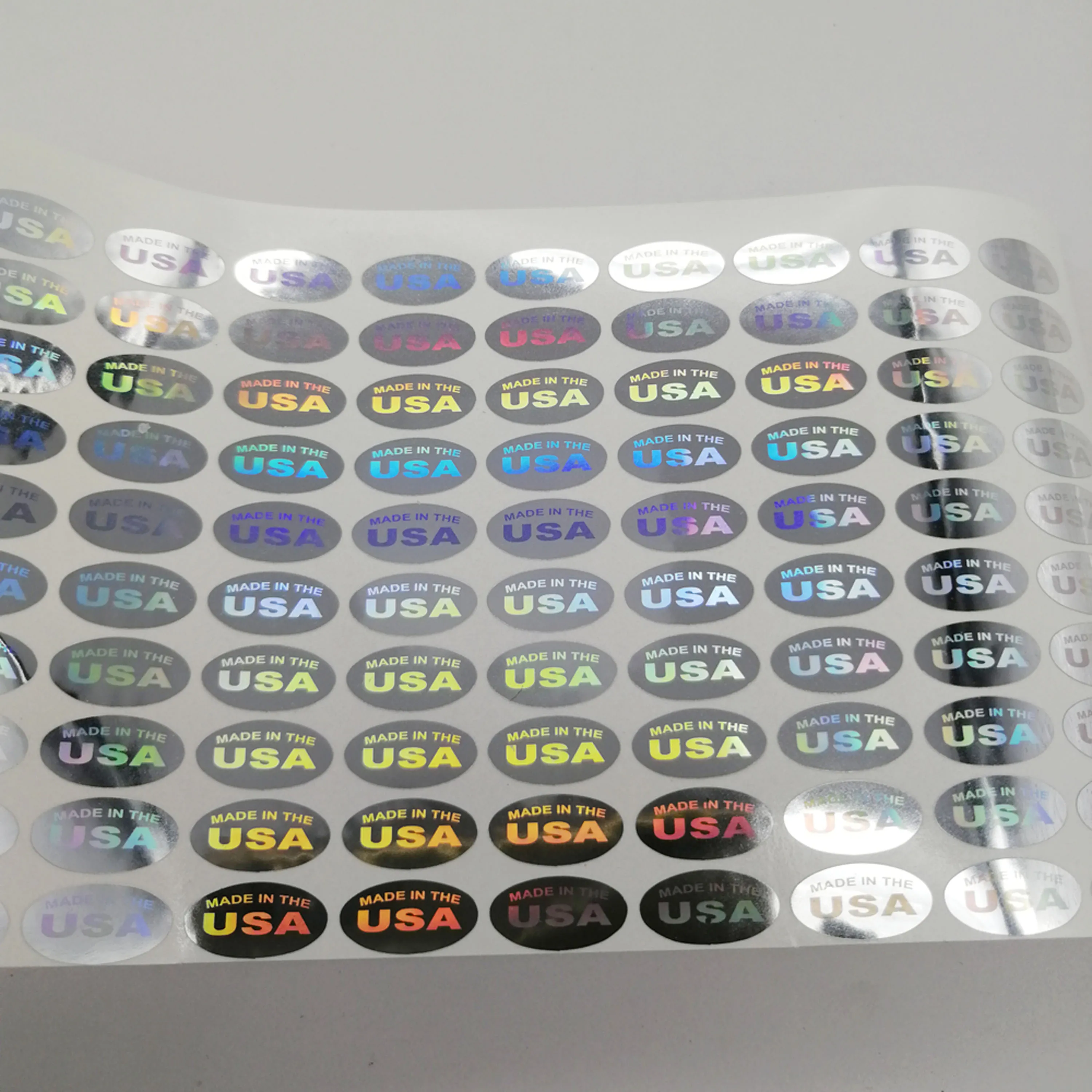 MADE IN THE USA Hologram Stickers 1000pcs 13x6.5mm 1/2 Inch Oval Shape SILVER OR GOLD OPTIONS