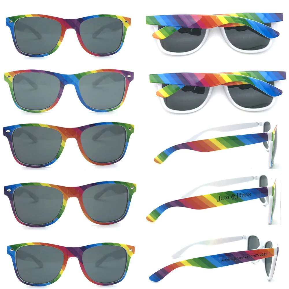 

48 pairs/lot Rainbow Adult Personalized Sunglasses Wedding Favor Bachelorette Party Favor Pride Glasses LGBT Party Favors