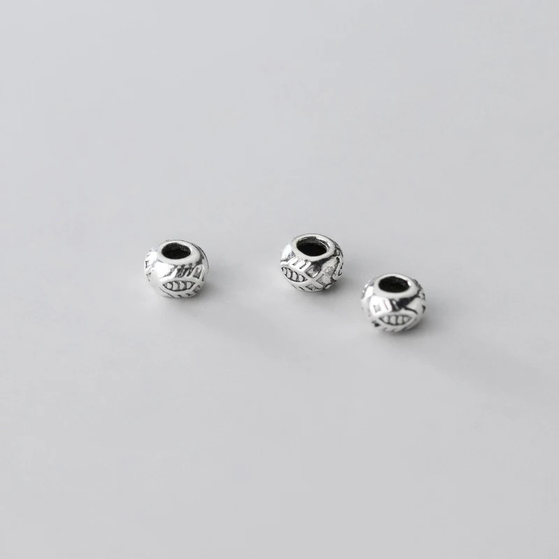 MEETSOFT Vintage 925 Sterling Silver Fish Pattern 5mm Shape Loose Bead Charms Handmade Of DIY Fine Jewelry chic Accessories image 3