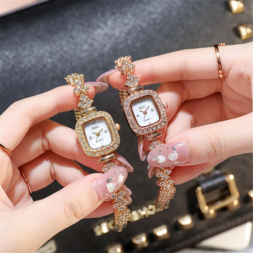 Rose gold crystal Bracelet Women Watches Luxury Fashion Stainless Steel Ladies Quartz Wristwatches 2021 Simple Small Woman Clock