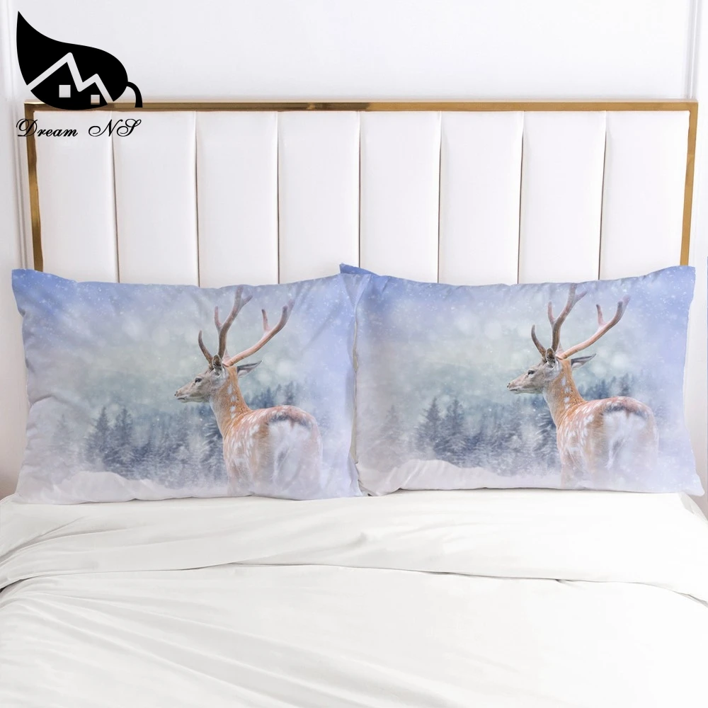 Dream NS 50x75/70x70cm Lovely Elk Deer Decorative Pillowcase High Definition Jungle Deer Home Decoration Polyester Pillowcase