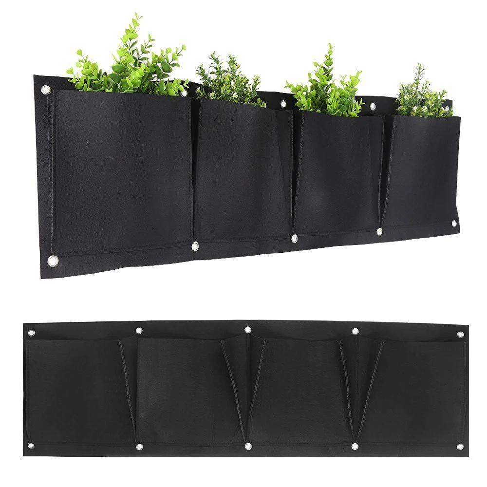 72 Pockets Garden Flower Planting Bag Black Green Wall Hanging Vegetable Plant Grow Bags Living Bonsai Home Supplies Dropship