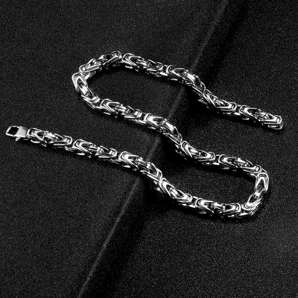 Stainless Steel Byzantine Chains Necklaces For Men Women Gold Silver Color Hip Hop Necklaces Party Jewelry Gift Hot Sale NEW