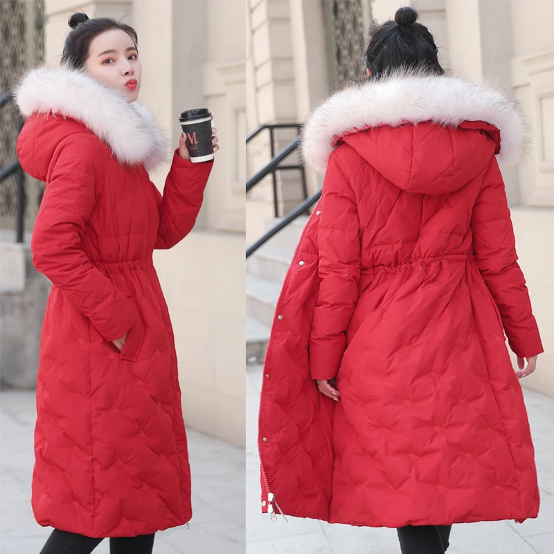 

Jacket Women's 2023 Down Woman Hooded Long Winter Coat Women Real Fur Collar Womens Jackets Doudoune Femme KJ1052 s s