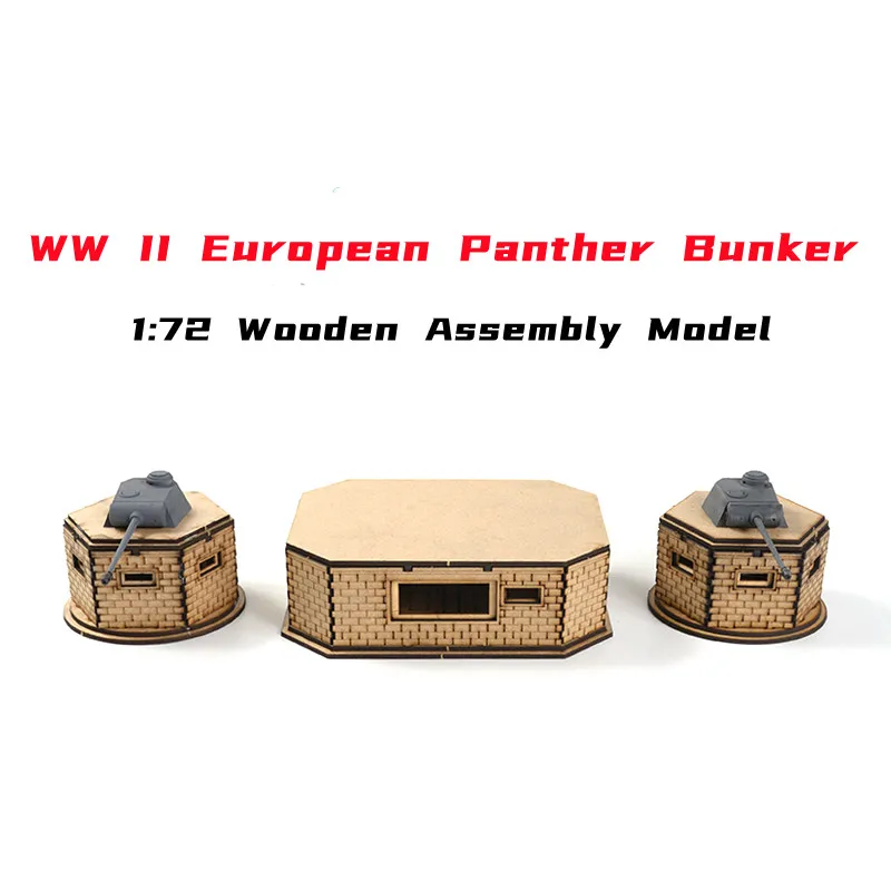 1/72 WW II European Panther Bunker Wooden Assembly Model Coastal Architectural Military Fortress Scene Handmade Decorations