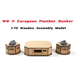 1/72 WW II European Panther Bunker Wooden Assembly Model Coastal Architectural Military Fortress Scene Handmade Decorations