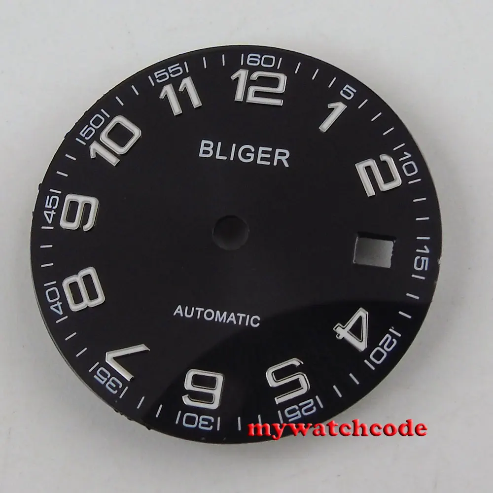 Bliger-esfera de 29,2mm para reloj de hombre, accesorio de color plateado/Negro/azul con ventana de fecha, compatible con Miyota 8215/Mingzhu 2813, movimiento automático