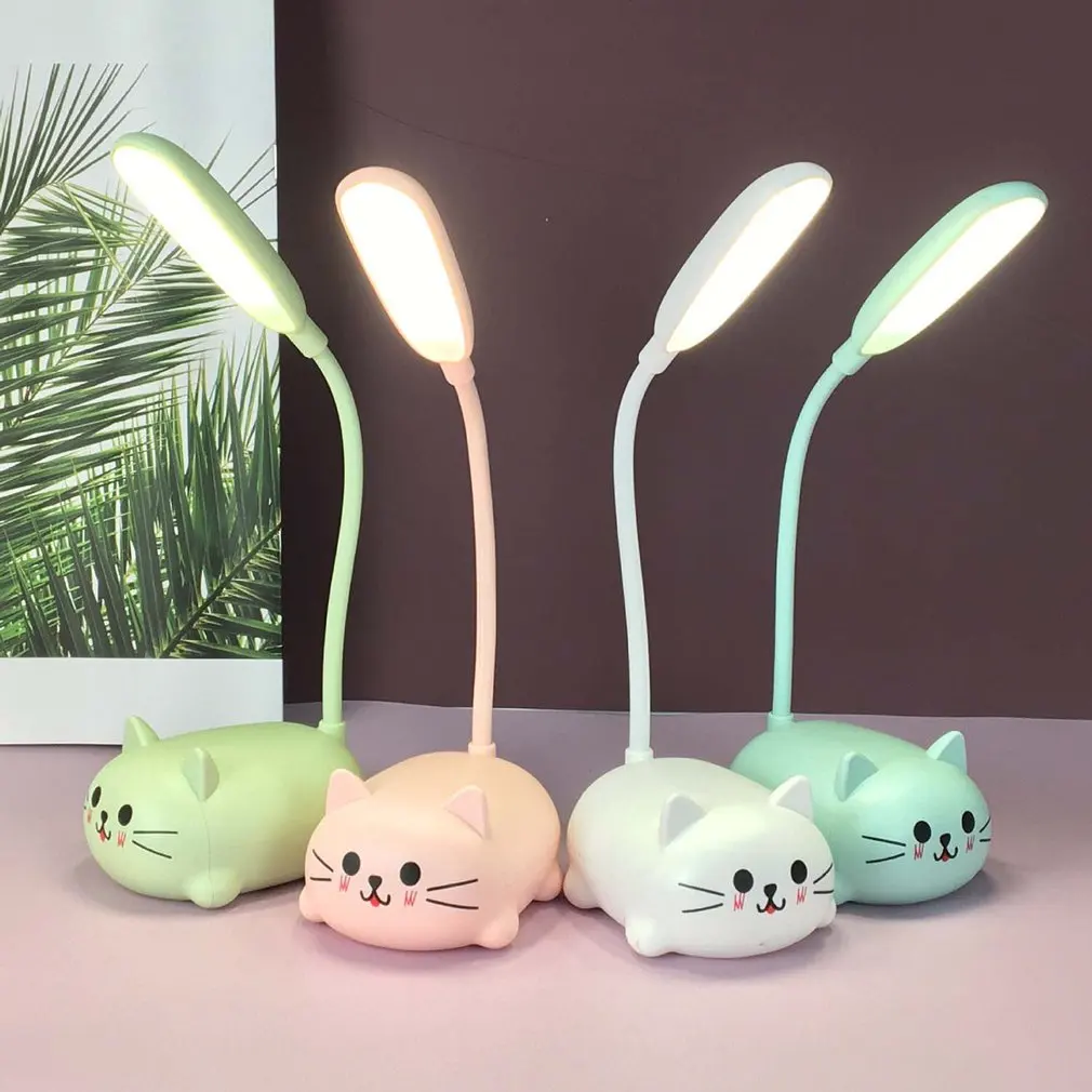 

New Table Lamp Cartoon Cute Pet Cat Night Light Usb Rechargeable Led Table Light Child Eye Protection Warm White Desk Lamp