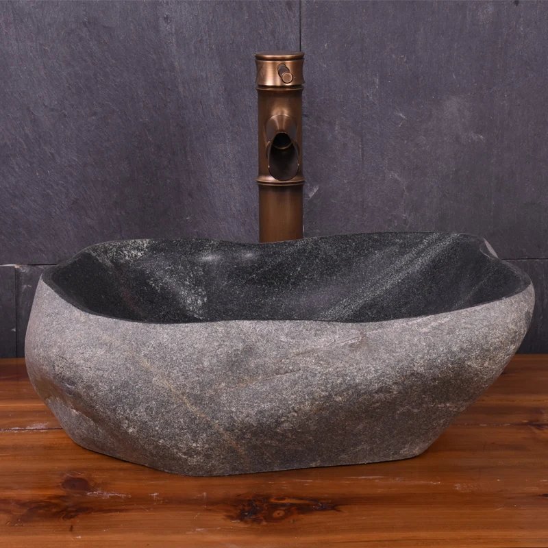 Natural Stone Wash Basin Vintage Cobblestone Table Basin Balcony Wash Basin Personalized Bathroom Stone Bathroom