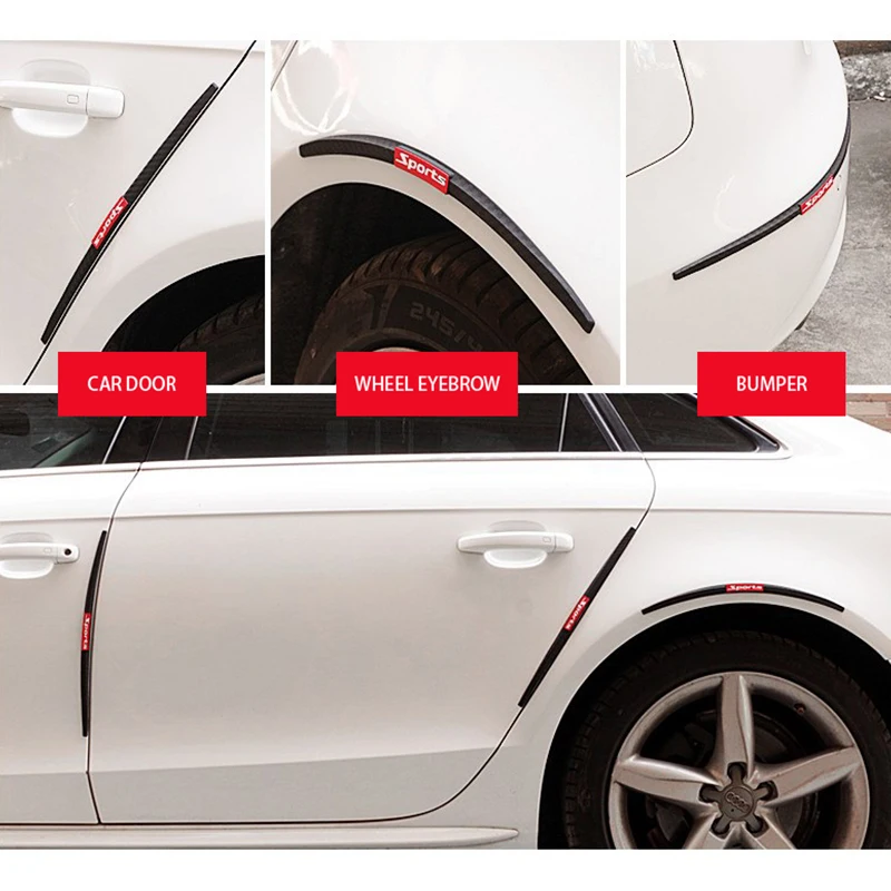 Universal Car Door Edge Protection Strips Rearview Mirror Protector Rubber Front Rear Bumper Protector Guard Scratch White Black