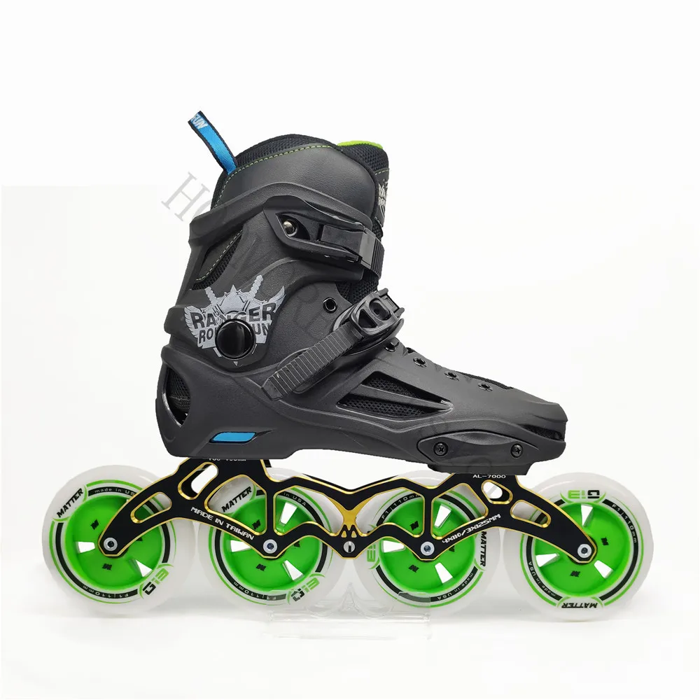 COOL 3 4 Wheels Single Line Roller Skates Shoes with 85A 90mm 100mm 110mm PU Wheel ILQ-11 608 Bearing Man Street Road Race Skate