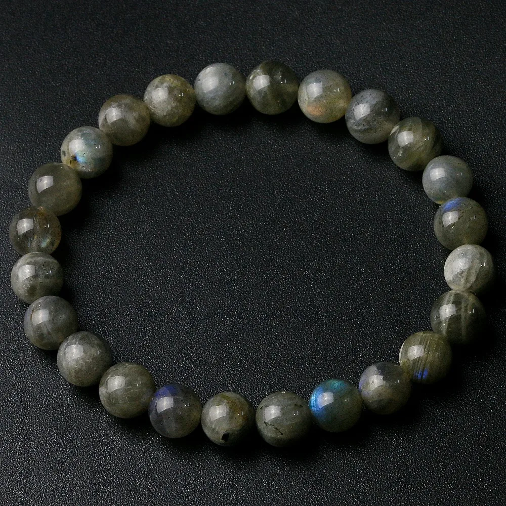 YMORL Grade A Natural India Labradorite Stone Round Beaded 8mm Lucky Gray Blue Stone Women Men Bracelet New Charm Jewelry Gift