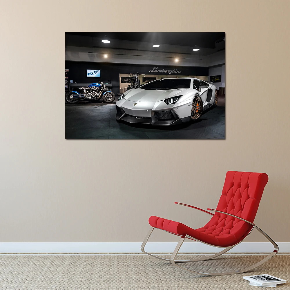 Lambo Sports Car and Motorbike Poster Canvas Prints Painting For Living Room Decor Wall Art Picture