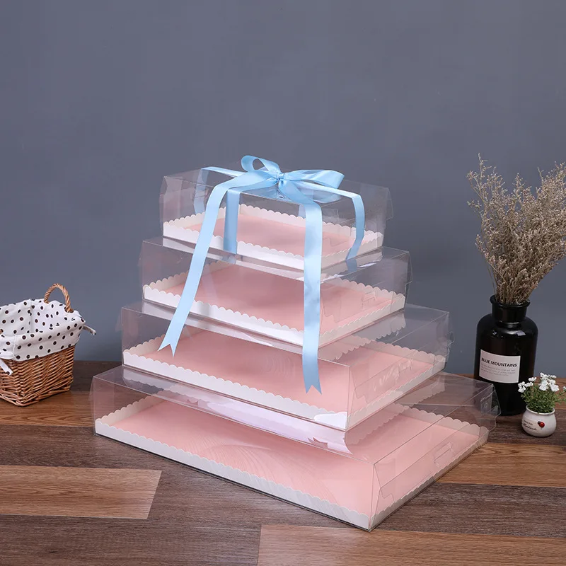 Transparent PVC Packaging Box Wholesale Gift Box For Cakes Strawberry Cake Numbers Packing Cases Wedding Favor Boxes Supplies