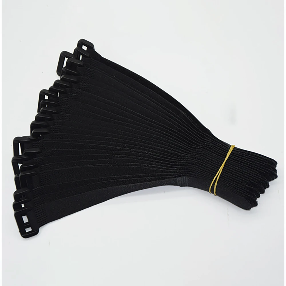 10 pçs/lote preto 2cm de largura 15-80cm comprimento náilon gancho & laço cinta cabo laços auto-adesivo cabo reutilizável arrumado computador organizador tv